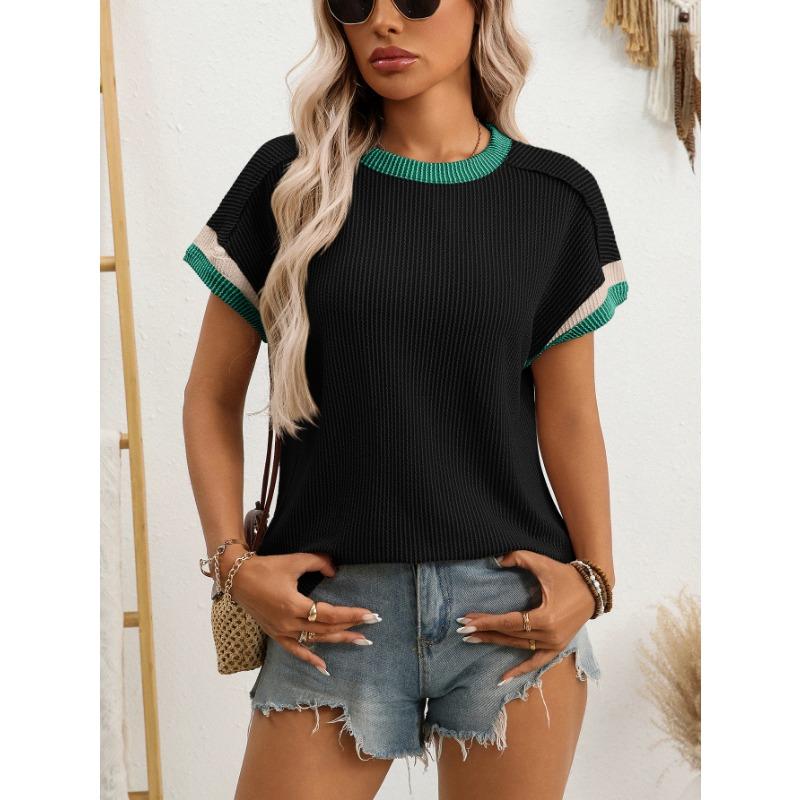 Foreign trade European and American cross-border summer new round neck outer seam twisted strip short-sleeved loose color matching T-shirt S чёрный
Foreign trade European and American cross-border summer new round neck outer seam twisted strip short-sleeved loose color matching T-shirt S чёрный