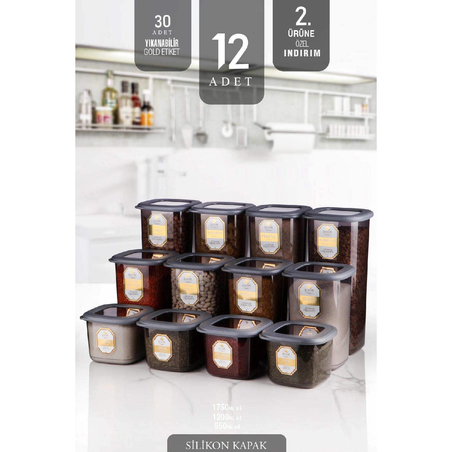 Set Of 12 Labeled Anthracite Bony Square Storage Containers 8x(1750ml - 1200ml - 550ml)
Set Of 12 Labeled Anthracite Bony Square Storage Containers 8x(1750ml - 1200ml - 550ml)