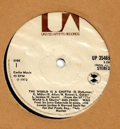 7inch Record WAR - The World Is A Ghetto / Four Corner UP35469 United Artists 1972 UK Soul/Funk Used
7inch Record WAR - The World Is A Ghetto / Four Corner UP35469 United Artists 1972 UK Soul/Funk Used