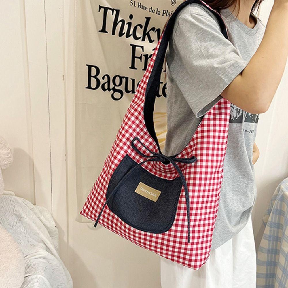 Cloth Denim Shoulder Bag Japanese Style Canvas Tote Bag Double Sided Plaid Denim Vest Bag Travel Style2
Cloth Denim Shoulder Bag Japanese Style Canvas Tote Bag Double Sided Plaid Denim Vest Bag Travel Style2