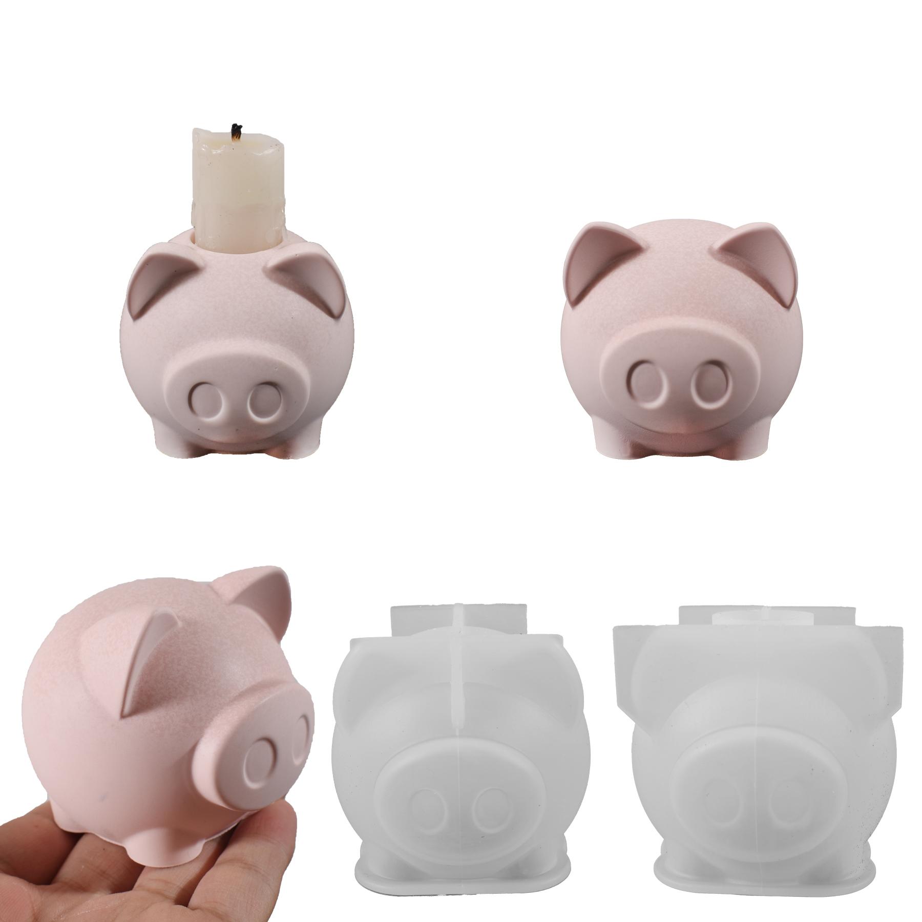 Новая форма Домашний декор Подсвечник-копилка Формы Подсвечник в виде свиньи с большим носом Милый подсвечник в виде свинки Гипсовый орнамент Силиконовая форма