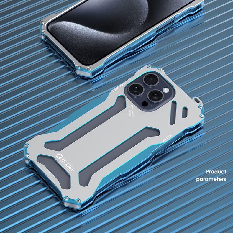 R-JUST Mechanical Armor For iPhone 15 Pro Max Metal Case Hollow Design Phone Protective Cover Silver/Blue
R-JUST Mechanical Armor For iPhone 15 Pro Max Metal Case Hollow Design Phone Protective Cover Silver/Blue