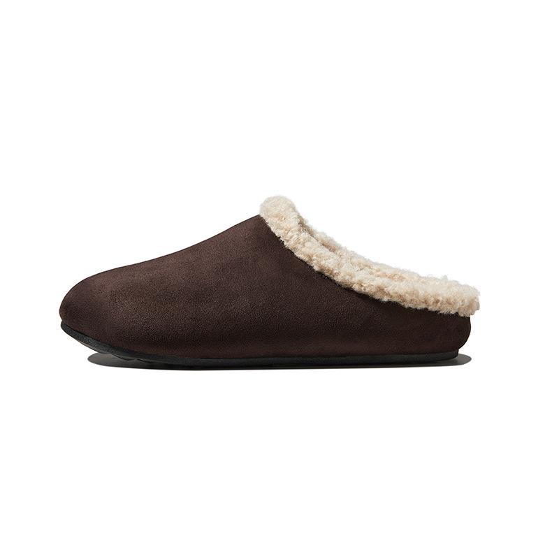 Puxi Пушистые Баотоу Женские Уличные Тапочки - Осень/Зима, Мягкий Вельвет, Домашний Комфорт, в Стиле Birken. 39-40 кофейный