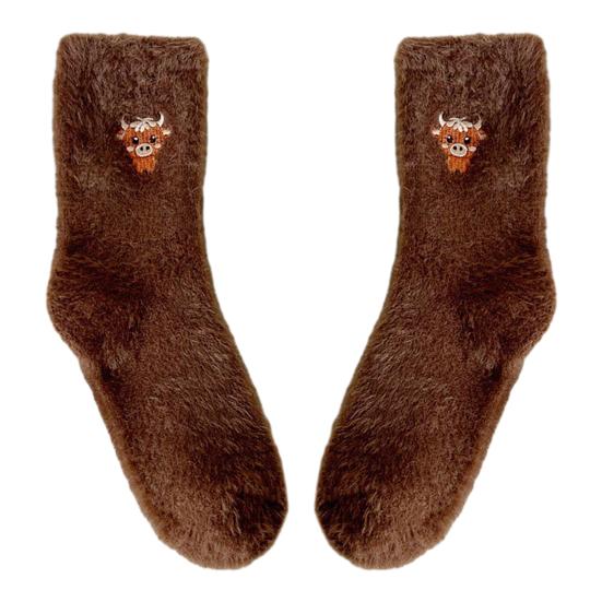 Пухнасті шкарпетки з зображенням високогірної корови, затишні, теплі, плюшеві, високі. Милі вишиті коровки, товсті шкарпетки для жінок, для дому, відпочинку, сну колір темно кави
Пухнасті шкарпетки з зображенням високогірної корови, затишні, теплі, плюшеві, високі. Милі вишиті коровки, товсті шкарпетки для жінок, для дому, відпочинку, сну колір темно кави