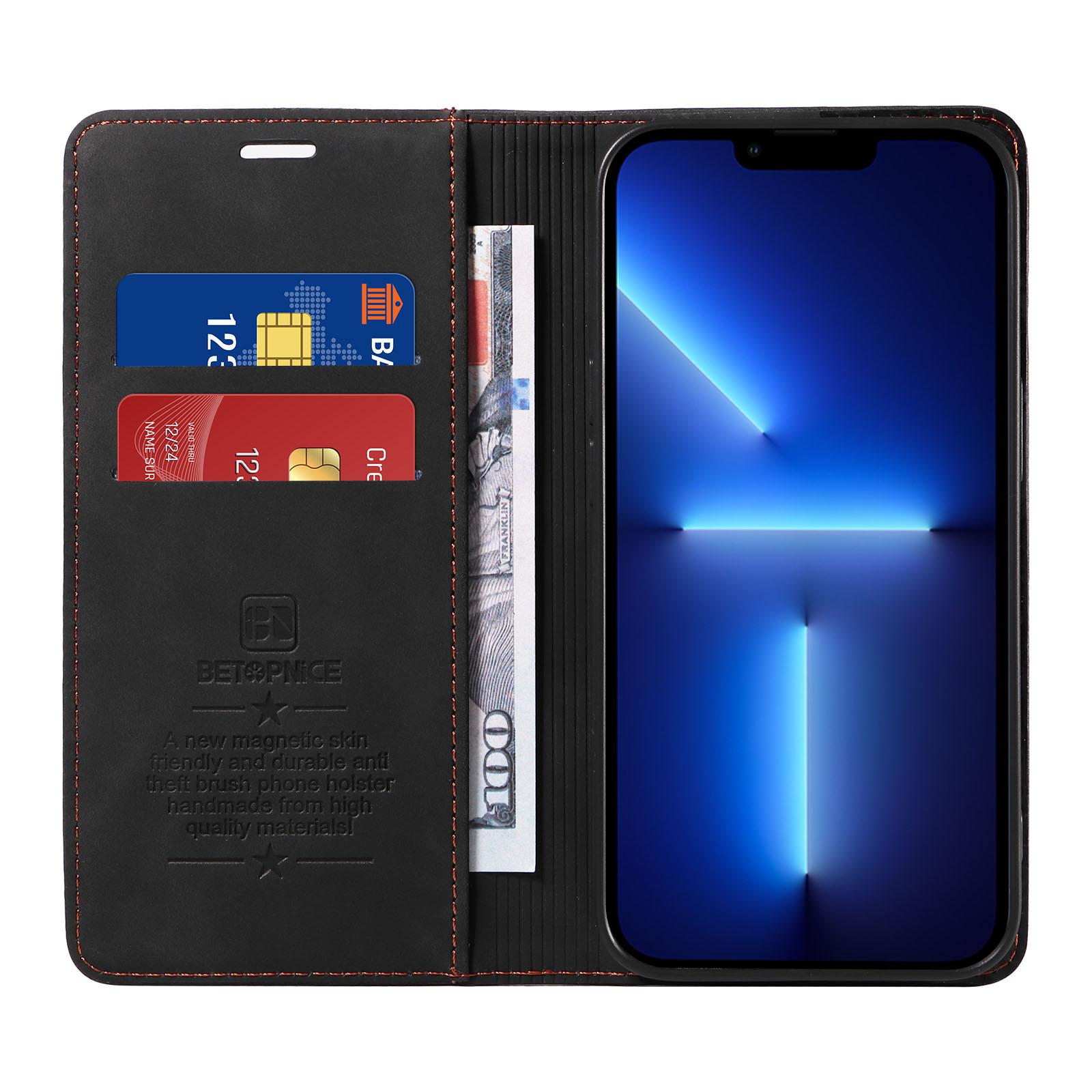 BETOPNICE 003 Wallet Phone Shell For iPhone 13 Pro Max,PU Leather Stand Cover RFID Blocking Phone Case Black
BETOPNICE 003 Wallet Phone Shell For iPhone 13 Pro Max,PU Leather Stand Cover RFID Blocking Phone Case Black