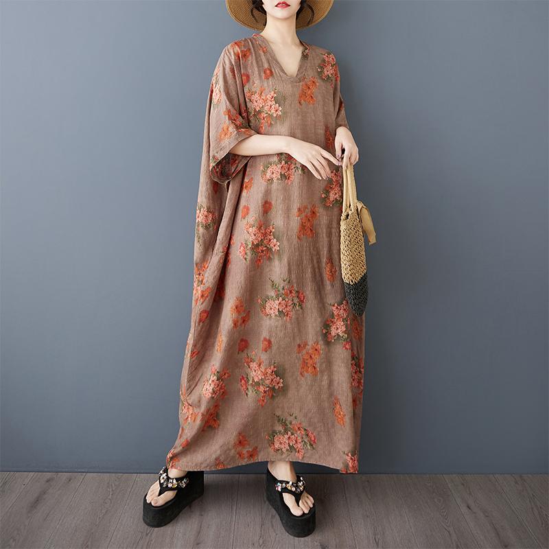 Dimanaf 2025 Лето Женское Платье Большого Размера Длинное Льняное Платье с Цветочным Принтом Короткий Рукав Винтажное Повседневное V-образный Вырез Базовое Свободное Платье One Size коричневый
Dimanaf 2025 Лето Женское Платье Большого Размера Длинное Льняное Платье с Цветочным Принтом Короткий Рукав Винтажное Повседневное V-образный Вырез Базовое Свободное Платье One Size коричневый
