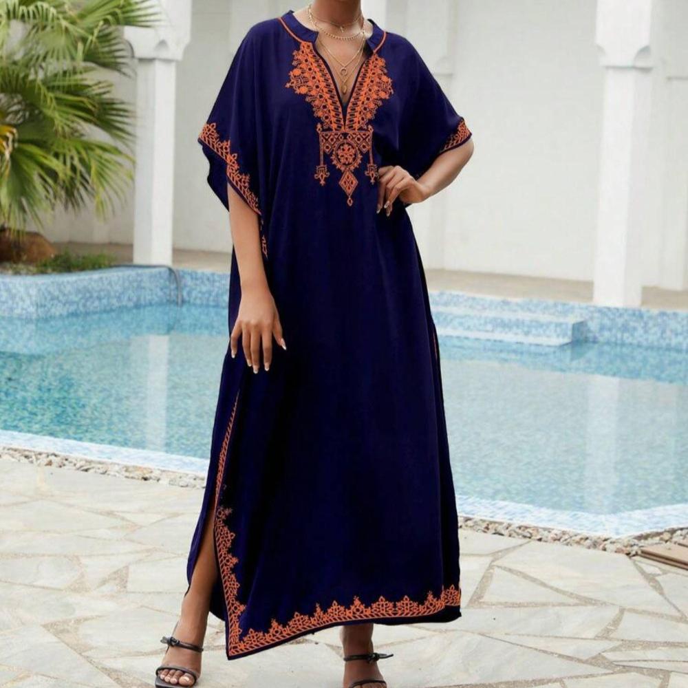 Пляжные накидки, черные кафтаны с вышитыми цветами и воротником-стойкой для женщин, праздничные купальные костюмы больших размеров One Size темно-синий
Пляжные накидки, черные кафтаны с вышитыми цветами и воротником-стойкой для женщин, праздничные купальные костюмы больших размеров One Size темно-синий