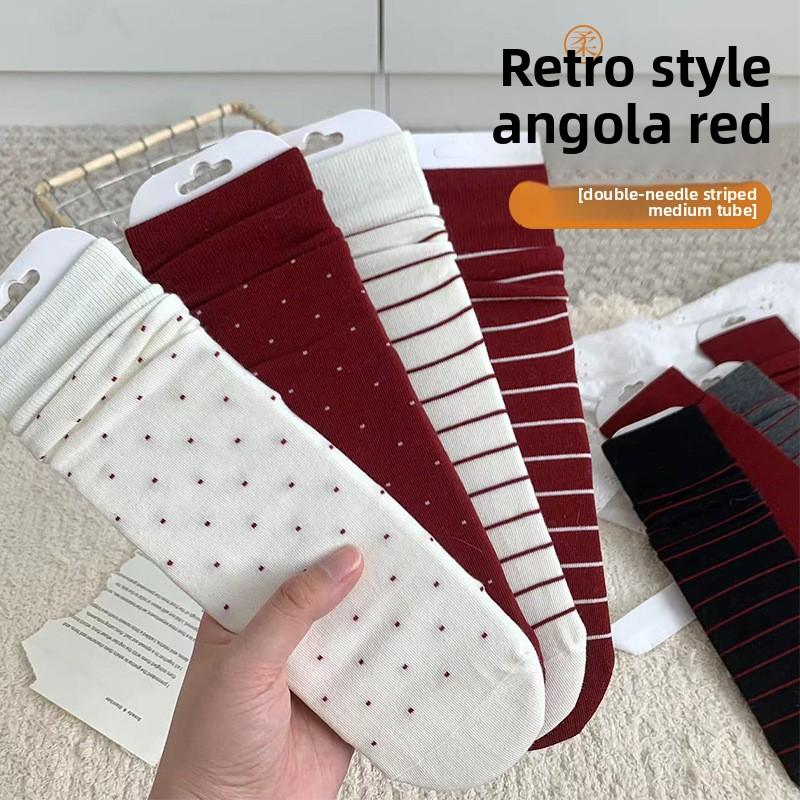 5 Pairs Autumn and Winter Ankora Red Socks Women Straight Board Boneless Cotton Mid-calf Hundred Stripes Polka Dot Stacked Socks 5 Pairs
5 Pairs Autumn and Winter Ankora Red Socks Women Straight Board Boneless Cotton Mid-calf Hundred Stripes Polka Dot Stacked Socks 5 Pairs