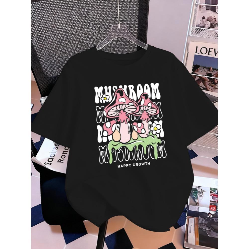 Creative Mushroom Letter Printing T Shirt Woman O-Neck Loose T-Shirts Women Y2K Soft Short Sleeve Summer Cotton S
Creative Mushroom Letter Printing T Shirt Woman O-Neck Loose T-Shirts Women Y2K Soft Short Sleeve Summer Cotton S