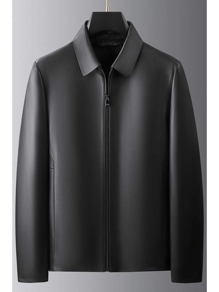 Men s Genuine Leather Sheepskin Jacket: Business Casual, Warm Down Lining, Turn-Down Collar, Pique Outerwear for Spring & Autumn. 195
Men s Genuine Leather Sheepskin Jacket: Business Casual, Warm Down Lining, Turn-Down Collar, Pique Outerwear for Spring & Autumn. 195
