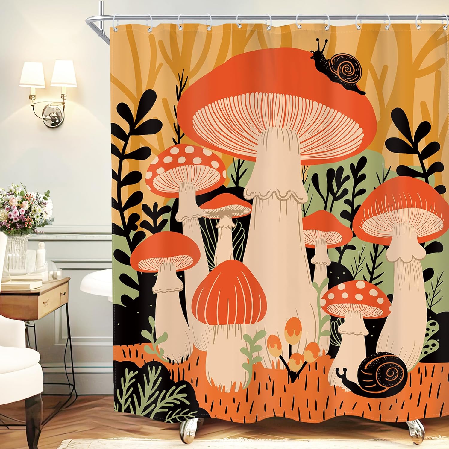 Vintage Mushroom Shower Curtain – Boho Retro Art, Orange Red Fungi Design For Rustic Mid-Century Bathroom Decor W60H190(CM)-1 Pcs
Vintage Mushroom Shower Curtain – Boho Retro Art, Orange Red Fungi Design For Rustic Mid-Century Bathroom Decor W60H190(CM)-1 Pcs