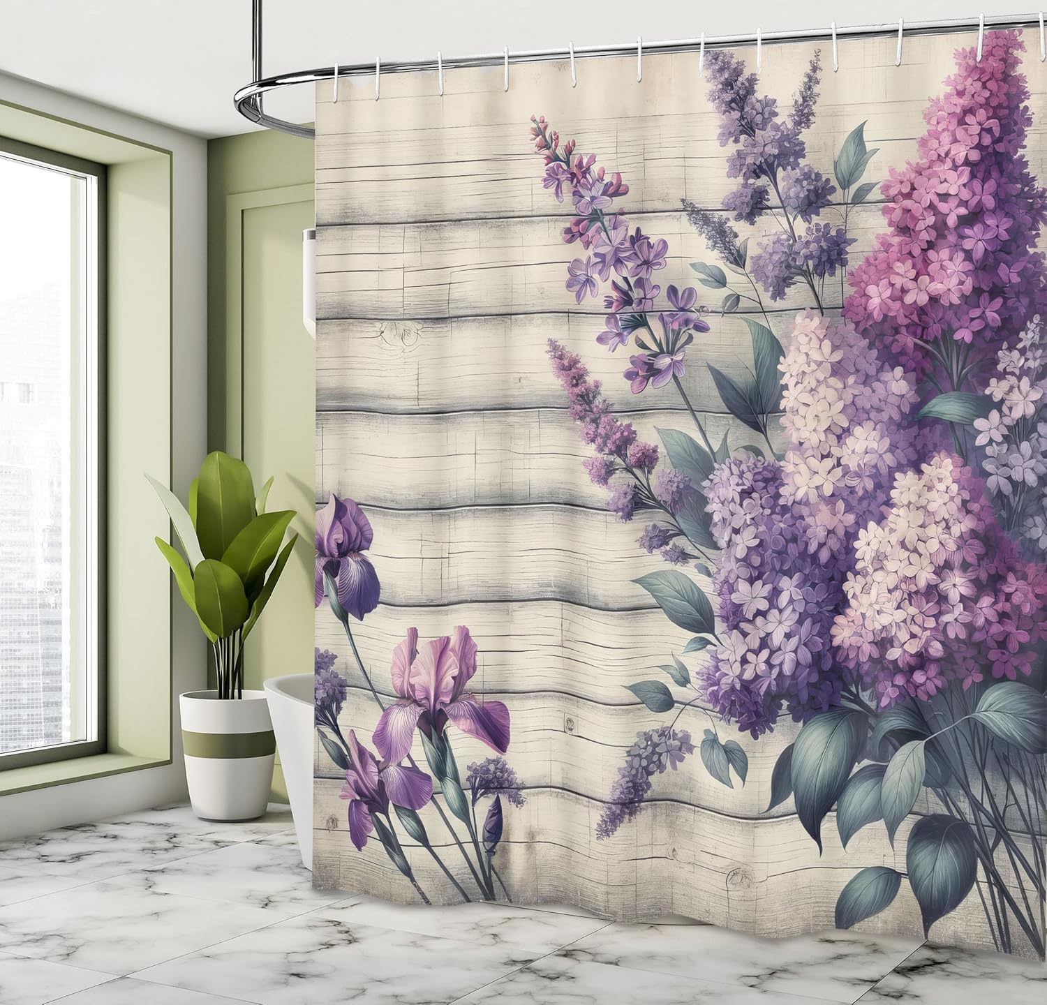 Lavender Shower Curtain, Nostalgia Rustic Farmhouse Back with Leafy Bouquet of Flowers Print, Cloth Fabric Bathroom De 90x180cm
Lavender Shower Curtain, Nostalgia Rustic Farmhouse Back with Leafy Bouquet of Flowers Print, Cloth Fabric Bathroom De 90x180cm