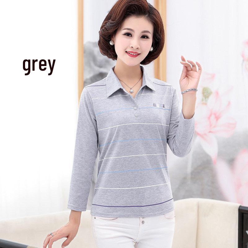 2026 Spring/Autumn Plus Size Cotton Long Sleeve Striped Lapel T-Shirt for Middle-Aged & Elderly Women 3XL (65-72 kg) серый
2026 Spring/Autumn Plus Size Cotton Long Sleeve Striped Lapel T-Shirt for Middle-Aged & Elderly Women 3XL (65-72 kg) серый