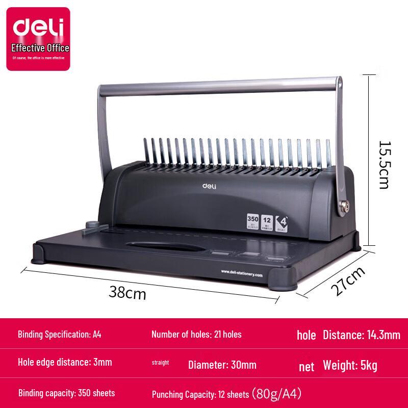 Deli 3871 Comb Binding Machine CN plug (adapter included)
Deli 3871 Comb Binding Machine CN plug (adapter included)