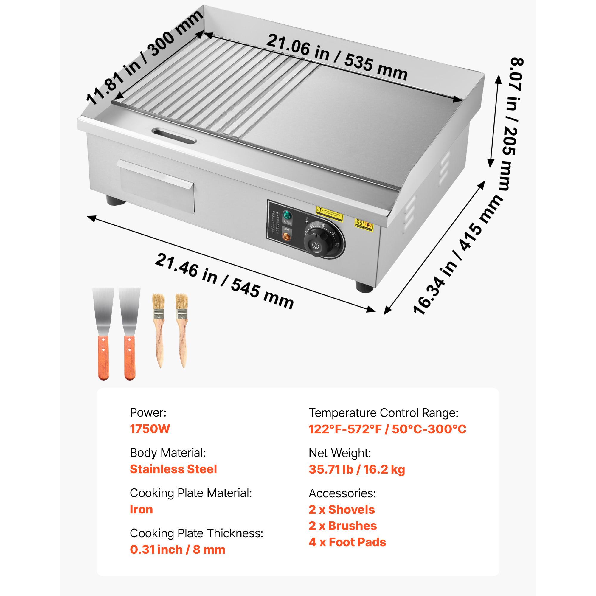 SucceBuy 21.06 x 11.81 inch Commercial Electric Griddle 122-570°F Temp Control Stainless Steel Body Half Grooved Half Flat
SucceBuy 21.06 x 11.81 inch Commercial Electric Griddle 122-570°F Temp Control Stainless Steel Body Half Grooved Half Flat