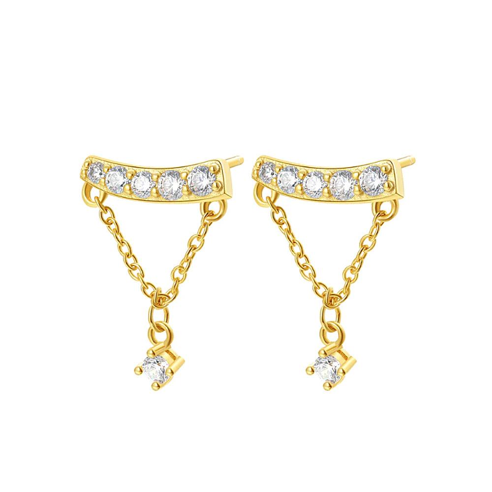 Fashion S925 Sterling Silver Creative Single Row Diamond Chain Fringed Stud Earrings 925 silver золотий
Fashion S925 Sterling Silver Creative Single Row Diamond Chain Fringed Stud Earrings 925 silver золотий