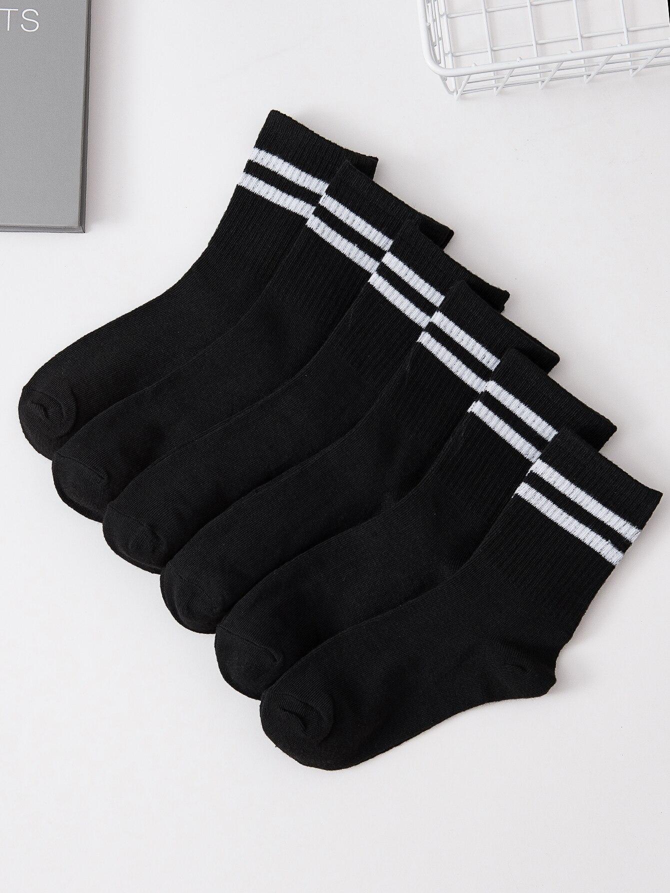 6/12 Pairs High Tube Mid Length Stockings Set For Men In Solid Black And White With Parallel Bars Popular And Sweat Absorption Single code
6/12 Pairs High Tube Mid Length Stockings Set For Men In Solid Black And White With Parallel Bars Popular And Sweat Absorption Single code