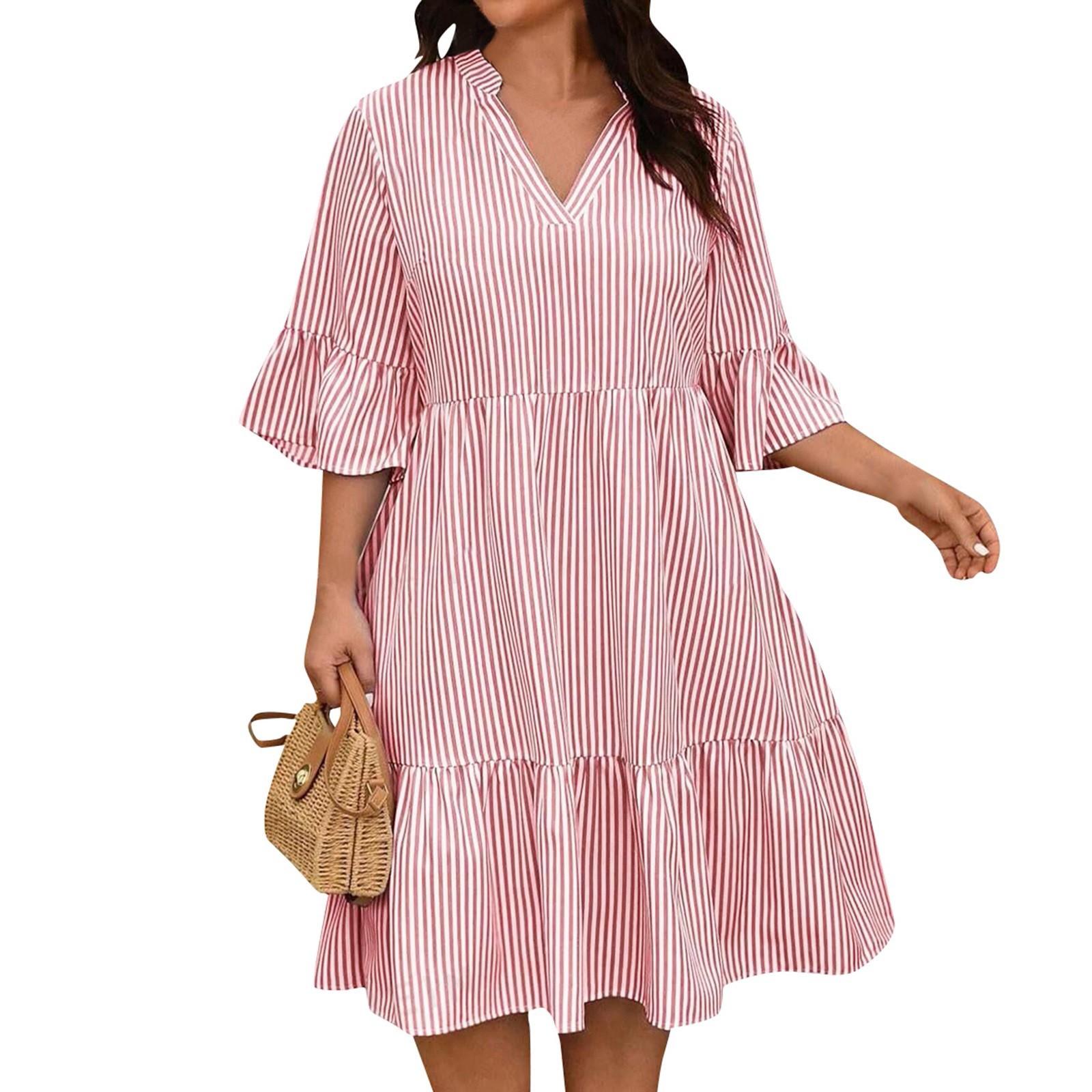Женское летнее полосатое платье с оборками и подолом размера плюс, повседневное свободное платье с коротким рукавом, многослойное вечернее платье XXXL
Женское летнее полосатое платье с оборками и подолом размера плюс, повседневное свободное платье с коротким рукавом, многослойное вечернее платье XXXL