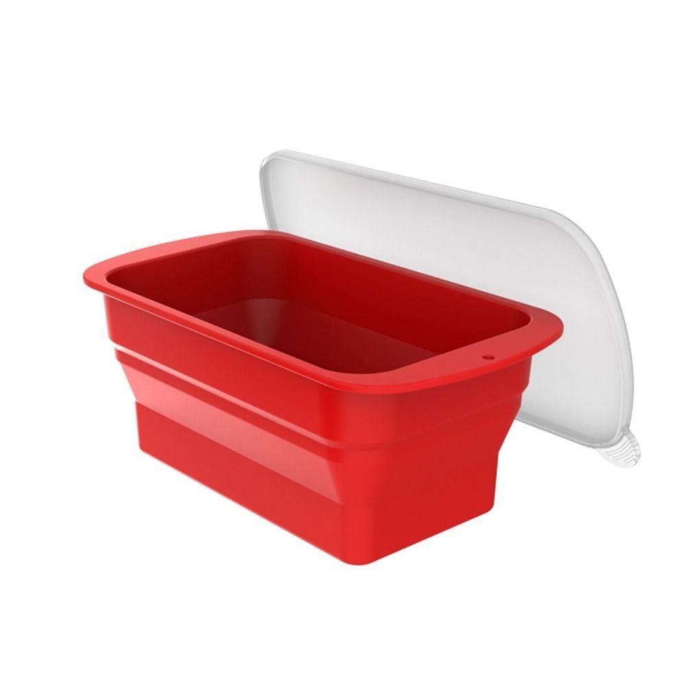 Reusable Ice Block Mold Extra Large Silicone Ice Box Practical Large Ice Grid Mould Red Foldable
