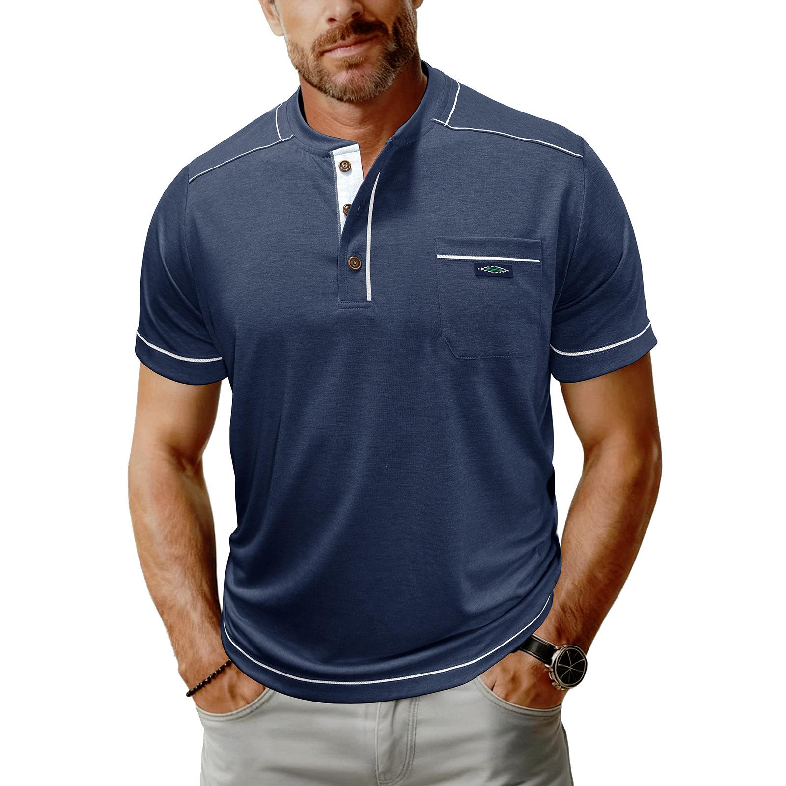 Men s Short-sleeved, Casual Button-down Round-neck Top With Loose, Ruffled Cuffs And Contrasting Colors XXL Темно-синій
Men s Short-sleeved, Casual Button-down Round-neck Top With Loose, Ruffled Cuffs And Contrasting Colors XXL Темно-синій