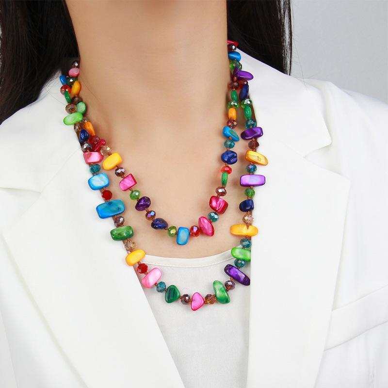 Cross border Bohemian colorful seashell crystal handmade 120cm long necklace niche sweater jewelry
Cross border Bohemian colorful seashell crystal handmade 120cm long necklace niche sweater jewelry