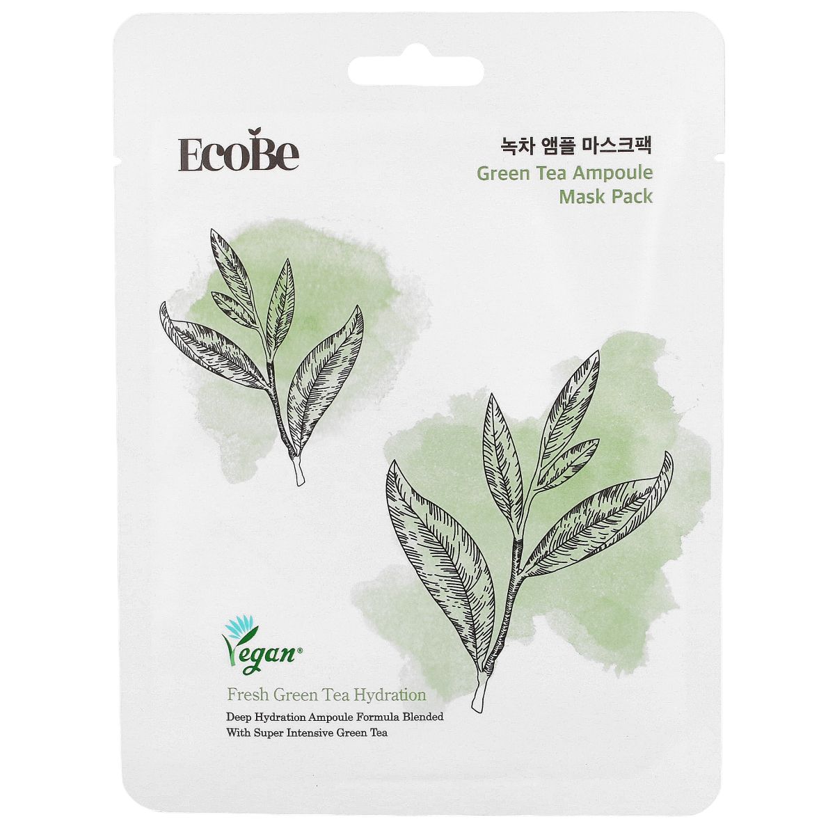 EcoBe Green Tea Ampoule Mask Pack 25 мл - Освіжаюча листова маска
EcoBe Green Tea Ampoule Mask Pack 25 мл - Освіжаюча листова маска