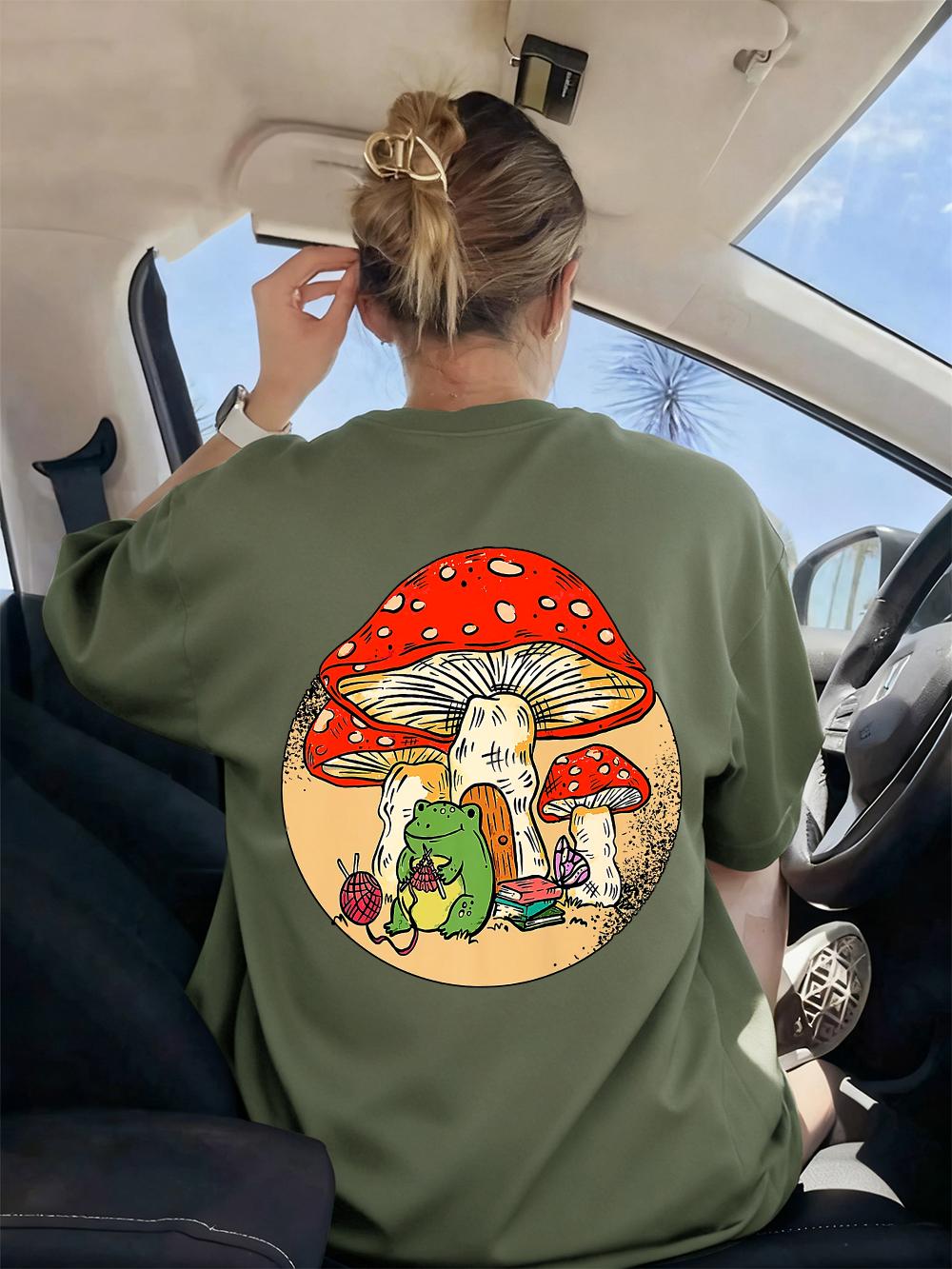 Frog Kinting Mushroom Prints TShirts Women Basics ONeck Short Sleeve Tops Comfortable Loose T Shirts Summer Soft Woman Clothes S
Frog Kinting Mushroom Prints TShirts Women Basics ONeck Short Sleeve Tops Comfortable Loose T Shirts Summer Soft Woman Clothes S