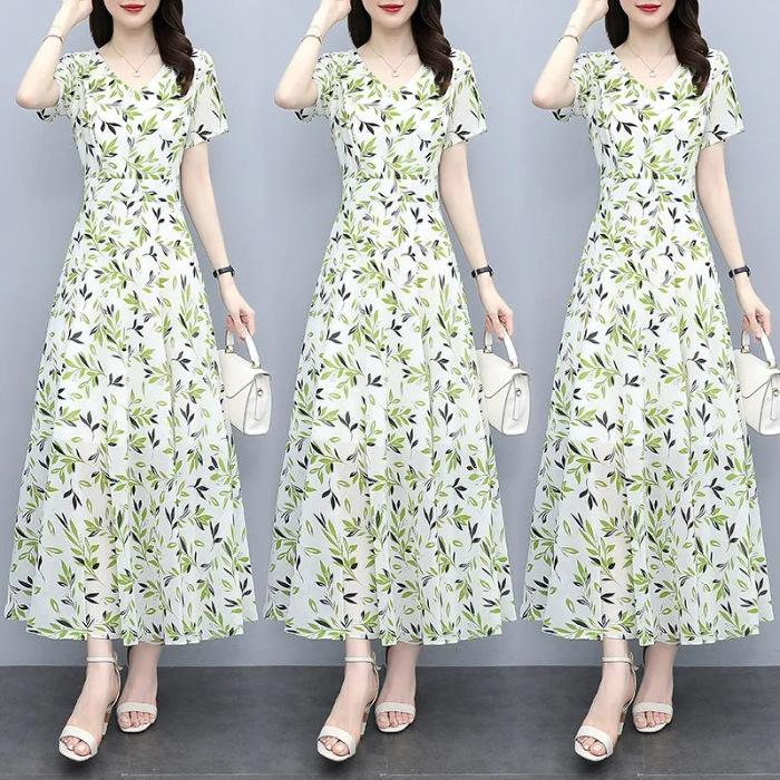Summer new medium and long over-knee big pendulum floral fashion dress women s waist and thin large size long dress beach dress M
Summer new medium and long over-knee big pendulum floral fashion dress women s waist and thin large size long dress beach dress M