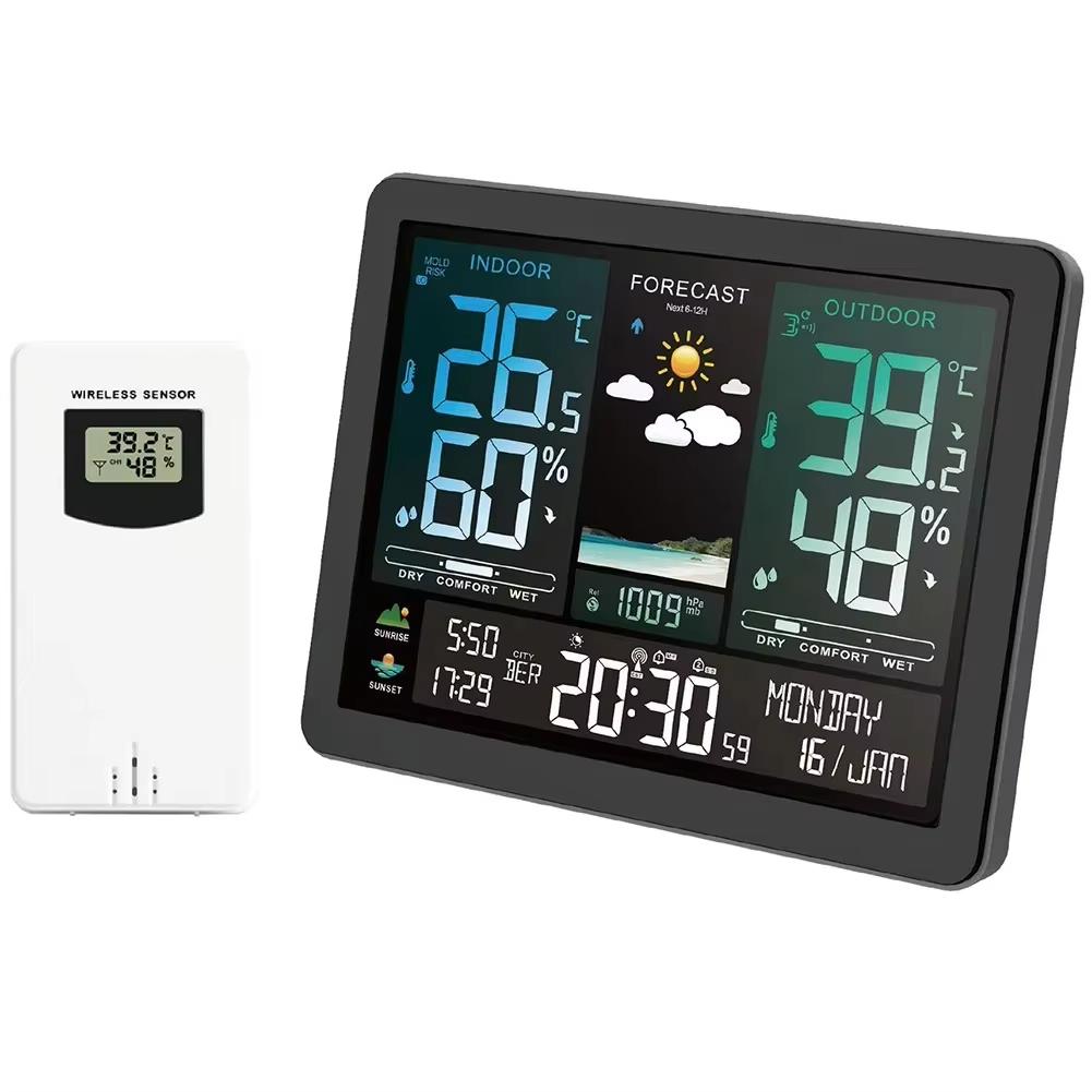 Meteorological clock New Color Screen Multifunction Weather Clock-Displays Sunrise and Sunset Times,Digital Wireless Temperature CHINA чорний
Meteorological clock New Color Screen Multifunction Weather Clock-Displays Sunrise and Sunset Times,Digital Wireless Temperature CHINA чорний