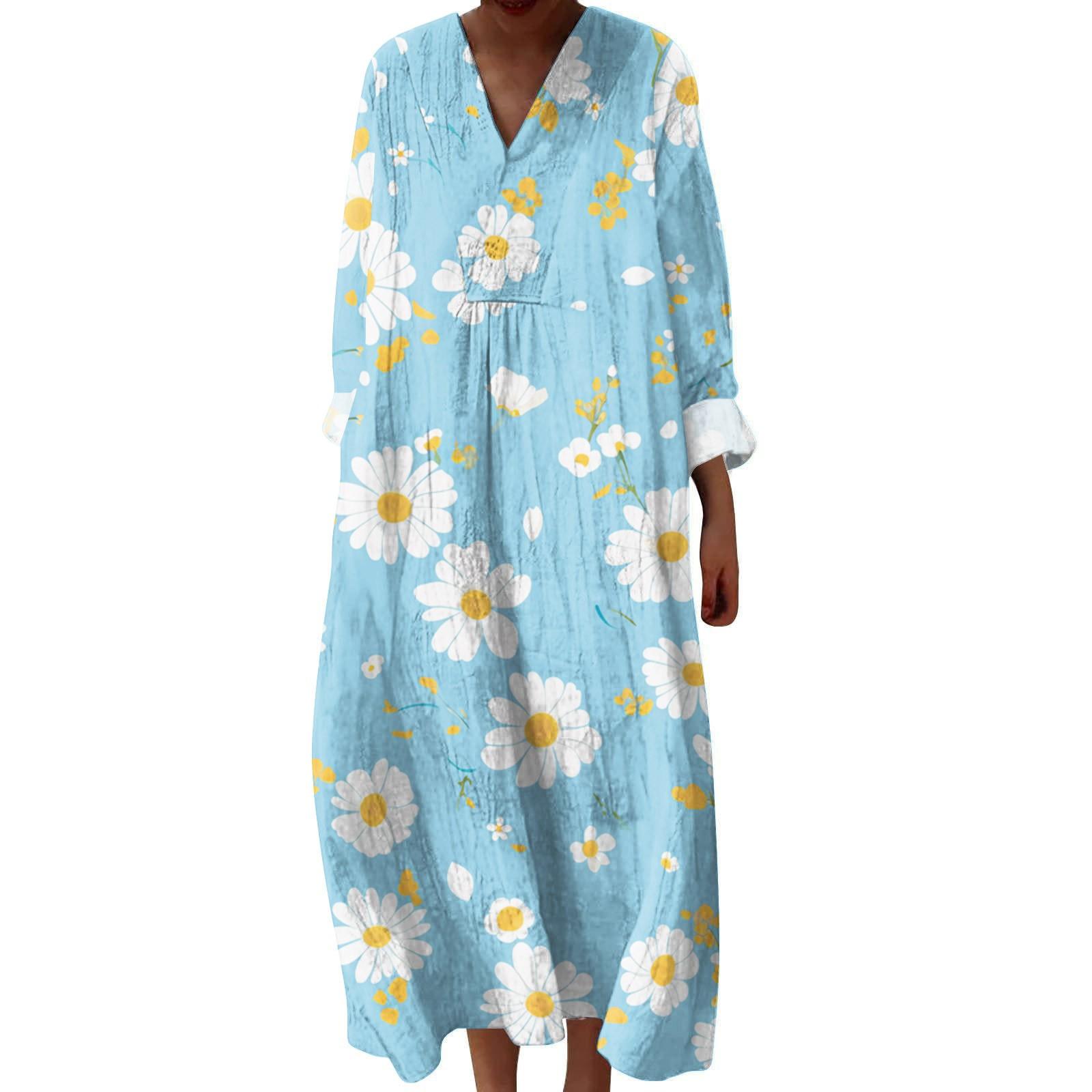 Женское повседневное и модное платье с V-образным вырезом и цветочным принтом, с длинным рукавом M
Женское повседневное и модное платье с V-образным вырезом и цветочным принтом, с длинным рукавом M