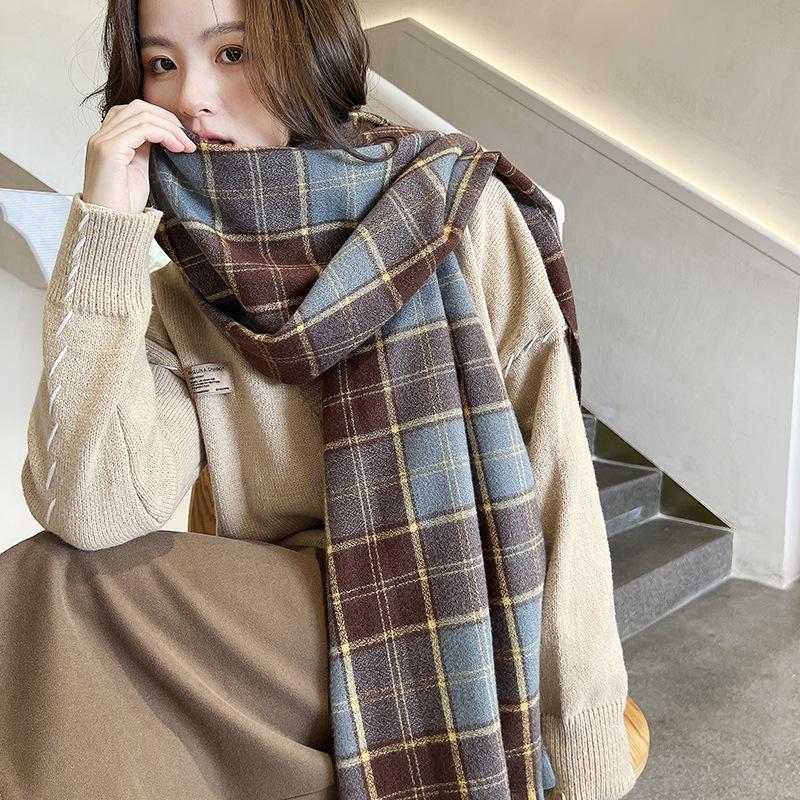 Fashion Plaid Scarf For Women In And Sweet Korean Imitation Cashmere Plaid Scarf Thickened Scarf For Women 70x190CM
Fashion Plaid Scarf For Women In And Sweet Korean Imitation Cashmere Plaid Scarf Thickened Scarf For Women 70x190CM