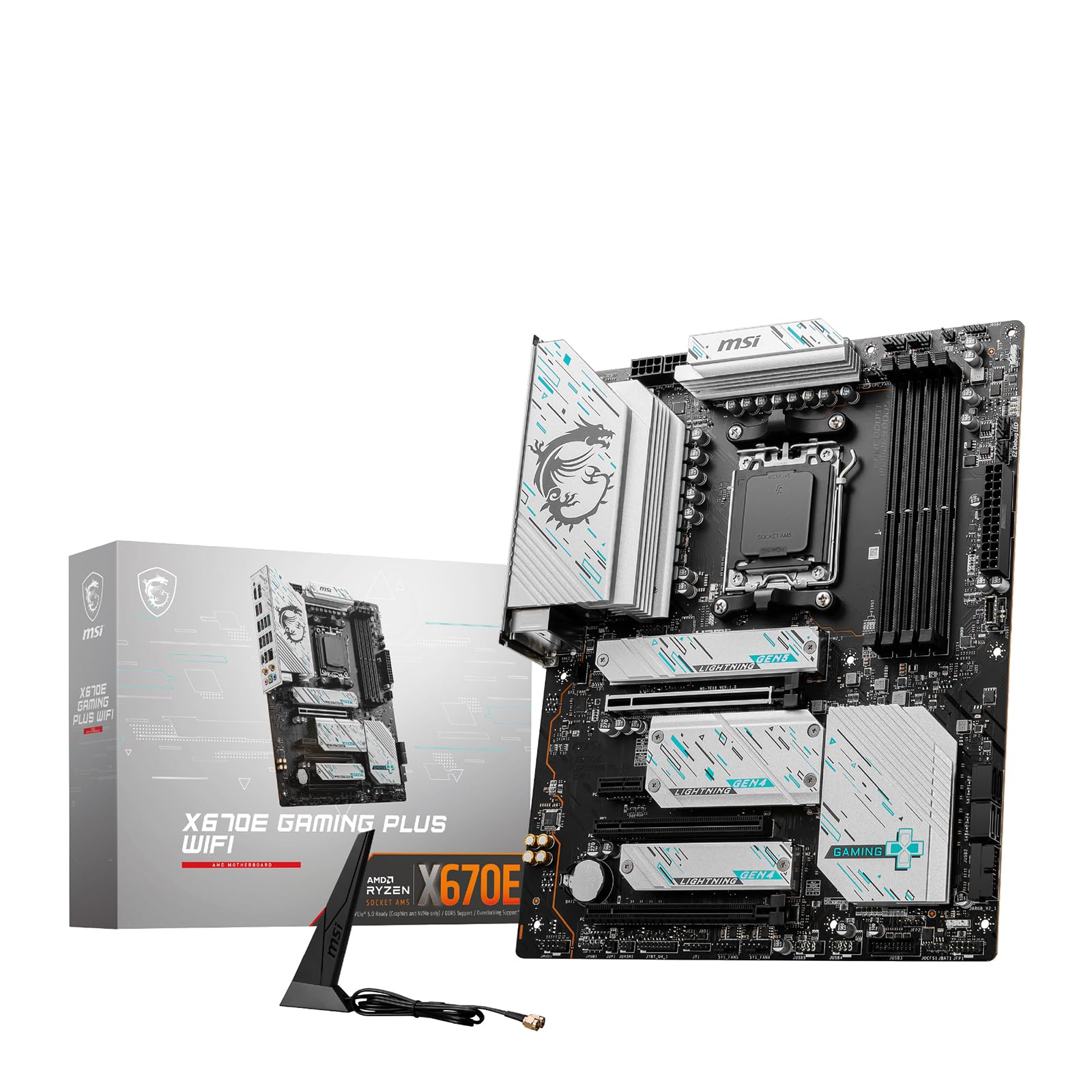 MSI X670E GAMING PLUS WIFI Compatible with AMD Ryzen series motherboard equipped with a large white silver heatsink and rich functions for MB6466
MSI X670E GAMING PLUS WIFI Compatible with AMD Ryzen series motherboard equipped with a large white silver heatsink and rich functions for MB6466