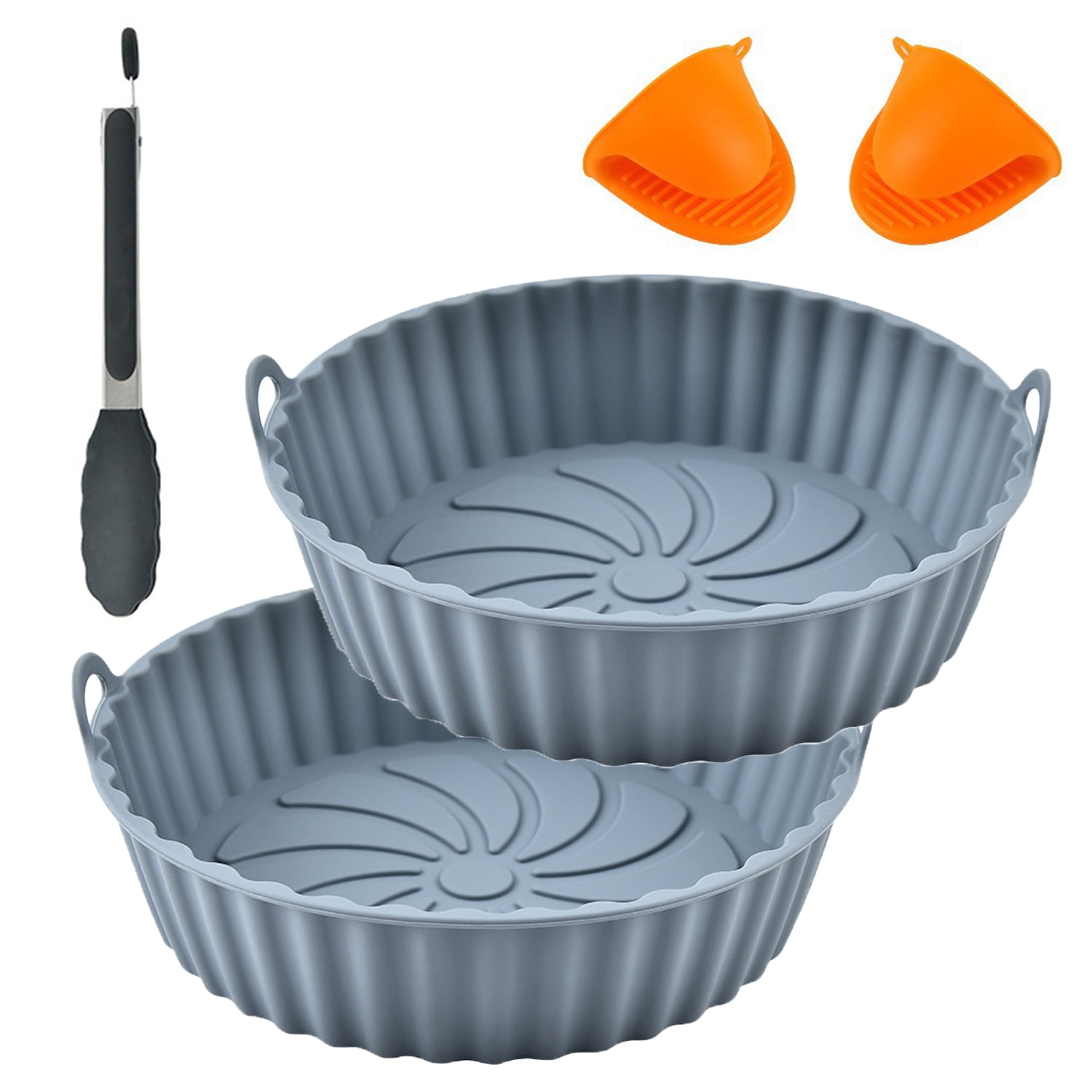 Silicone air fryer liner, includes heat-resistant gloves and tongs, 3-in-1 set. Gray
Silicone air fryer liner, includes heat-resistant gloves and tongs, 3-in-1 set. Gray