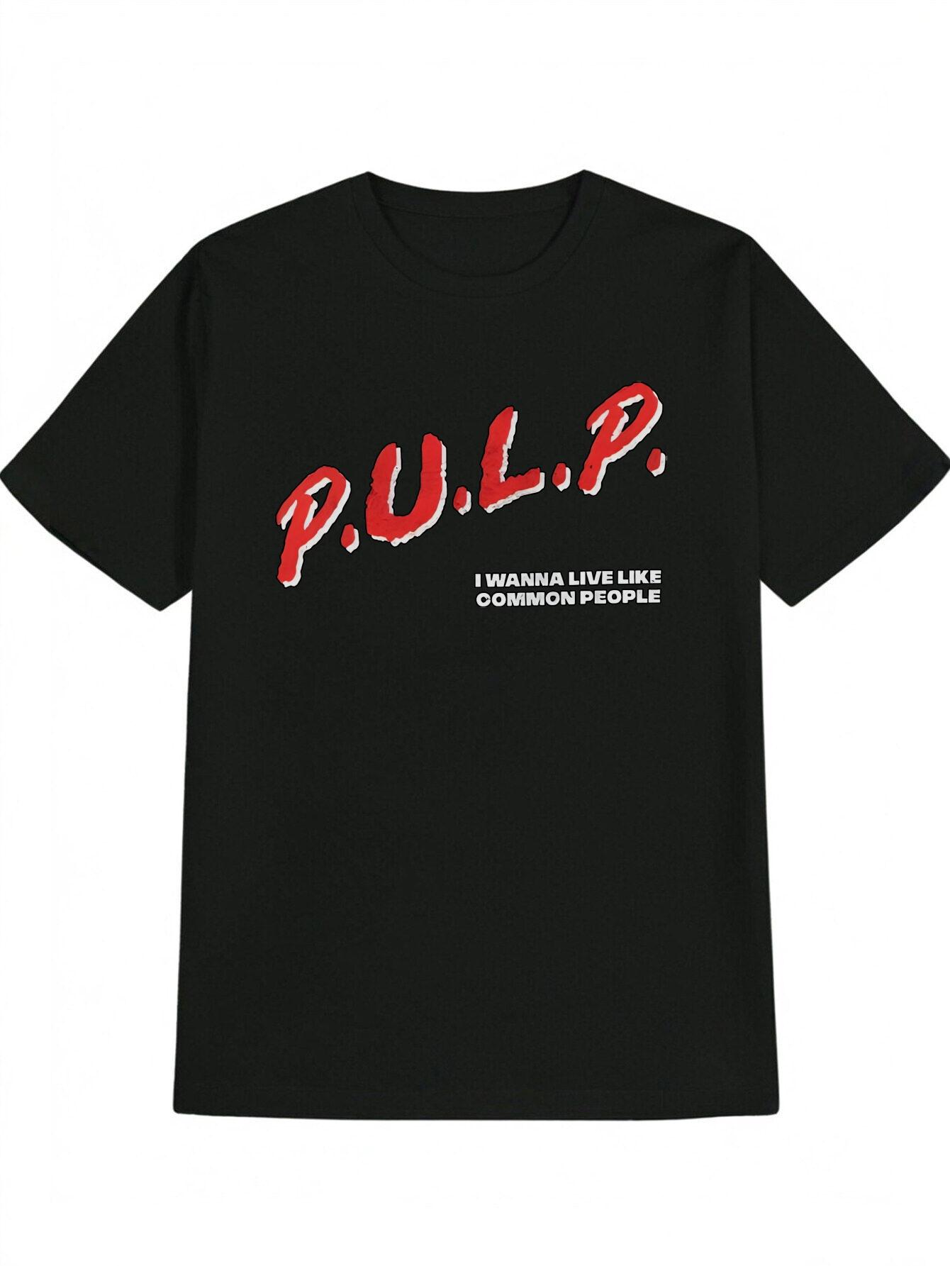 Casual Graphic T-shirt with Bold Red & White P.U.L.P. Letter Print - Summer Round Neck Tee S
Casual Graphic T-shirt with Bold Red & White P.U.L.P. Letter Print - Summer Round Neck Tee S