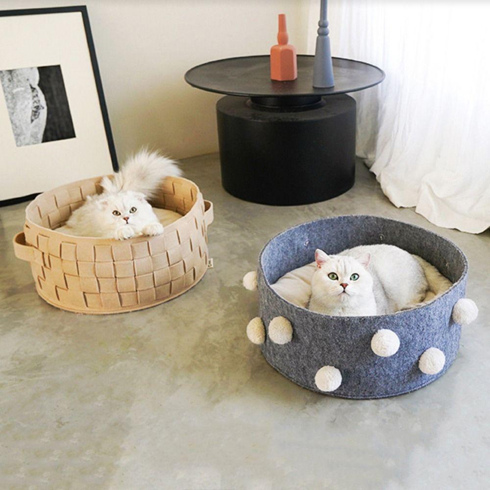 Felt Round Felt Cat Bed Warm Pet Sleeping Puppy Bed Pet Accessories Woven Cat Basket Nest Winter
Felt Round Felt Cat Bed Warm Pet Sleeping Puppy Bed Pet Accessories Woven Cat Basket Nest Winter