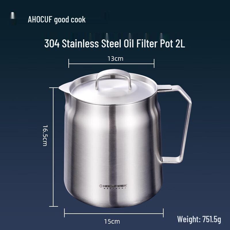 HOCUF 304 Stainless Steel Oil Pot with Filter 2.0L
HOCUF 304 Stainless Steel Oil Pot with Filter 2.0L
