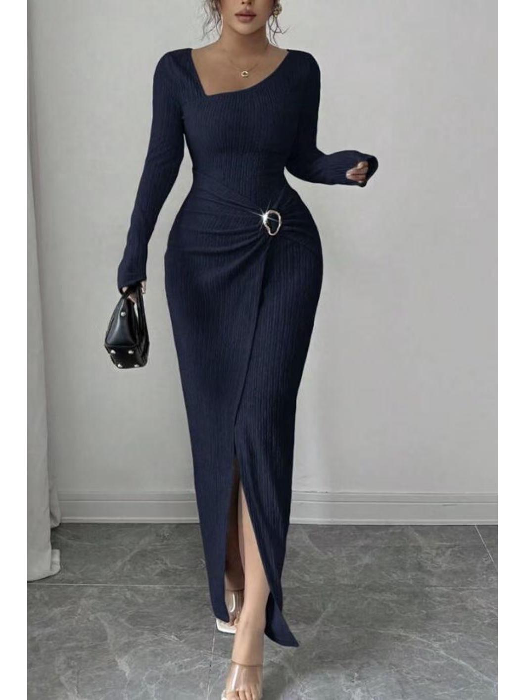 Slim-Fit Knitted Texture Long-Sleeved Dress - 2025 European & American Fashion Extra Large темно-синий
Slim-Fit Knitted Texture Long-Sleeved Dress - 2025 European & American Fashion Extra Large темно-синий