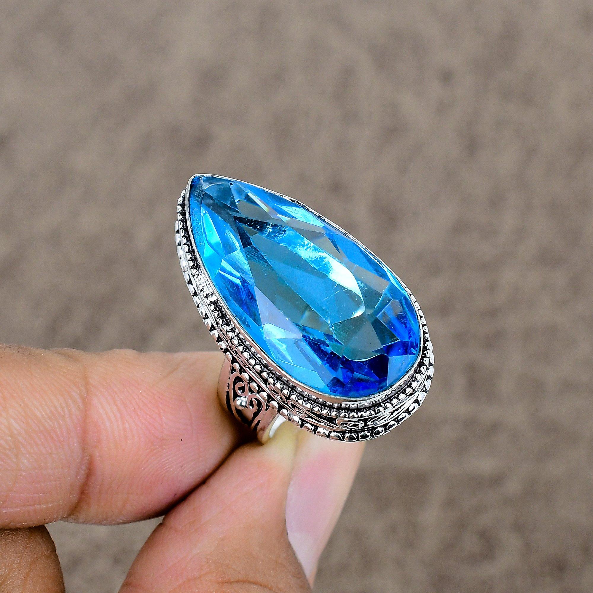 Blue Topaz Genstone Handmade 925 Sterling Silver Jewelry Ring Size 6.5 KKG-477
Blue Topaz Genstone Handmade 925 Sterling Silver Jewelry Ring Size 6.5 KKG-477