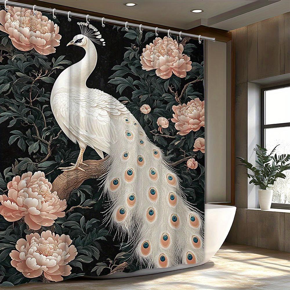 Elegant White Peacock With Flowering Peony Shower Curtain 12 Hooks, Four Seasons Bathroom Decorative Bathtub Shower Curtain W60H190(CM)-1 Pcs
Elegant White Peacock With Flowering Peony Shower Curtain 12 Hooks, Four Seasons Bathroom Decorative Bathtub Shower Curtain W60H190(CM)-1 Pcs