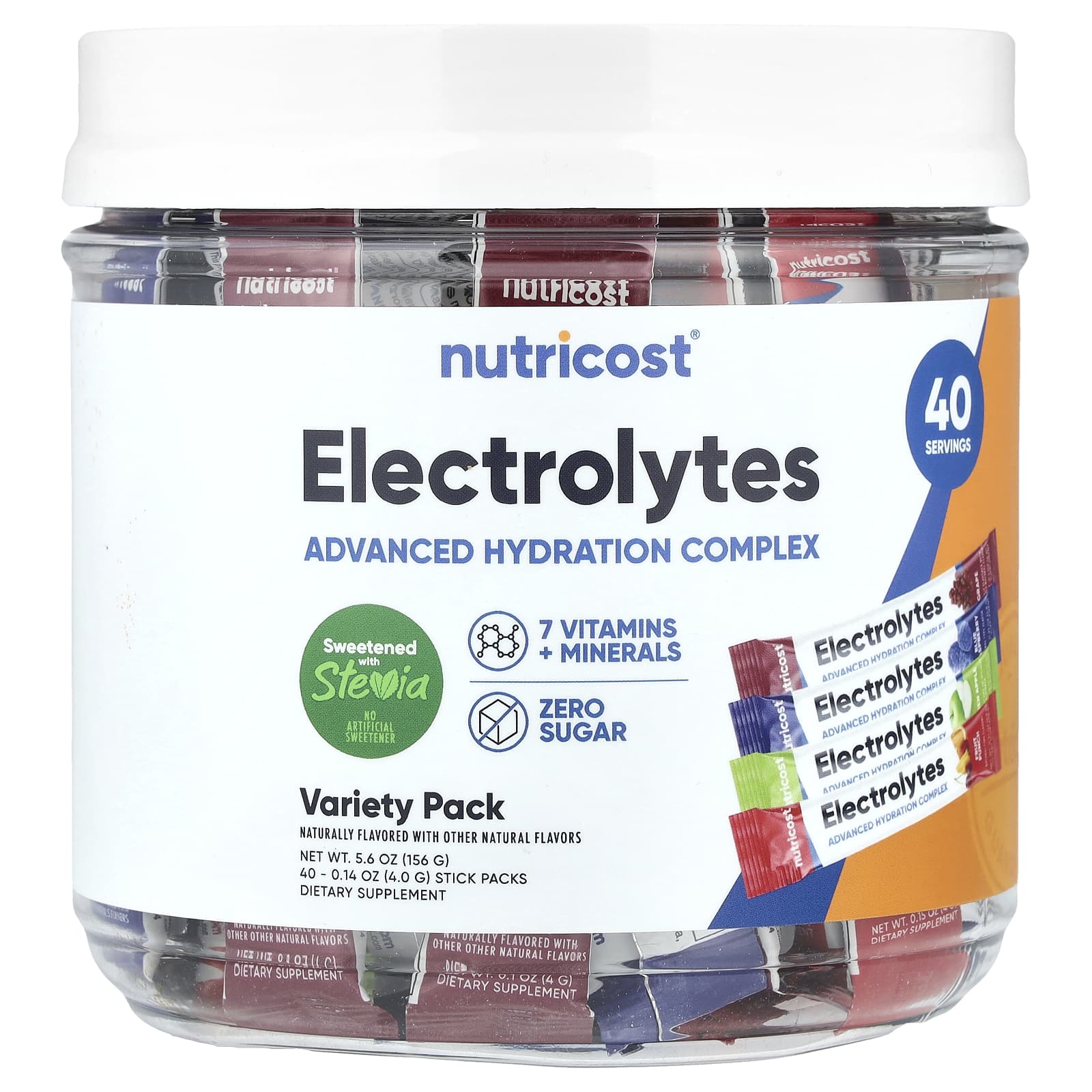 Electrolyte, Advanced Hydration Complex, Variety Pack, 40 Stick Packs, 4G (0.14Oz) Each
Electrolyte, Advanced Hydration Complex, Variety Pack, 40 Stick Packs, 4G (0.14Oz) Each