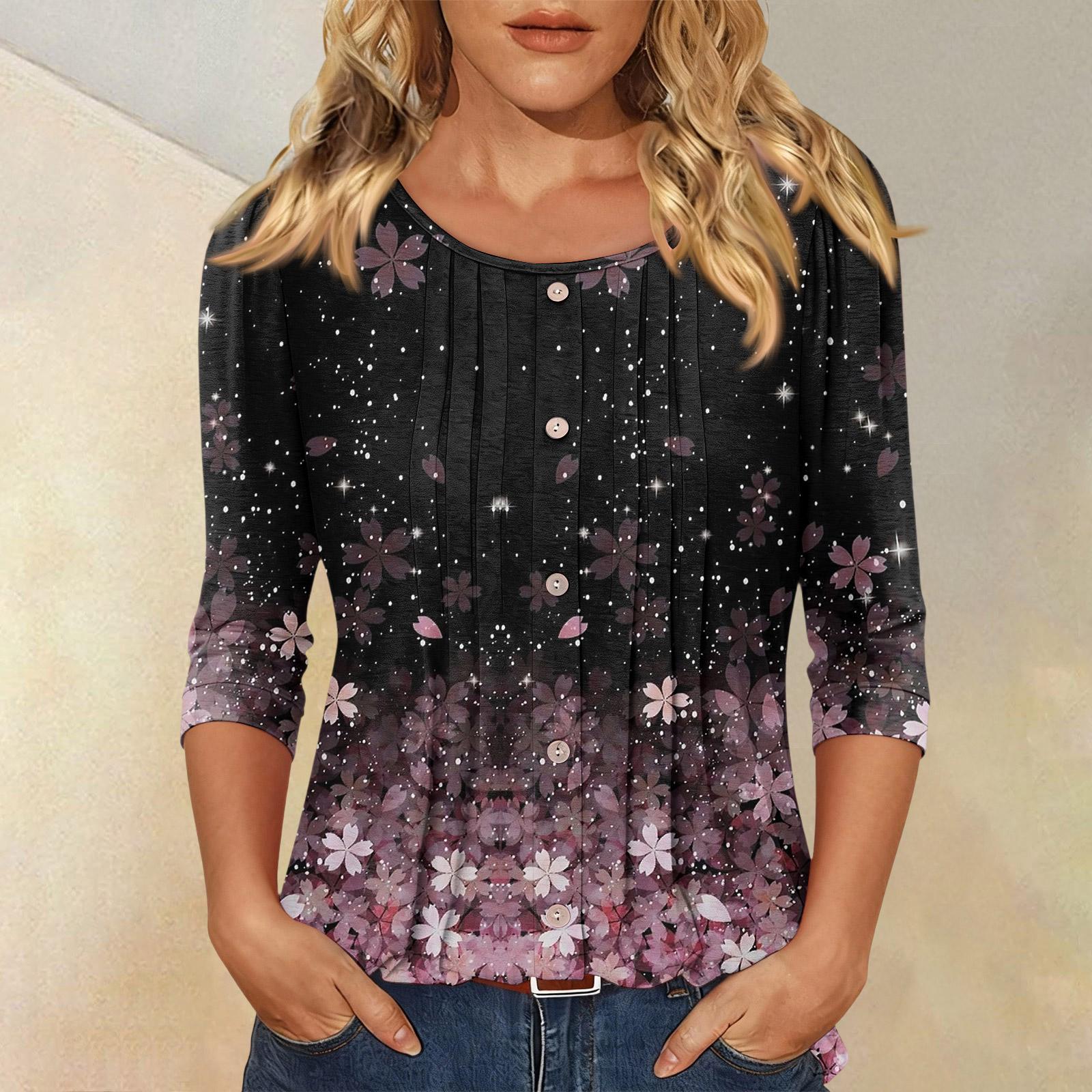 Women s Fashionable Casual Three,quarter Sleeve Button,down Floral Print Round Neck Top XXL винний
Women s Fashionable Casual Three,quarter Sleeve Button,down Floral Print Round Neck Top XXL винний