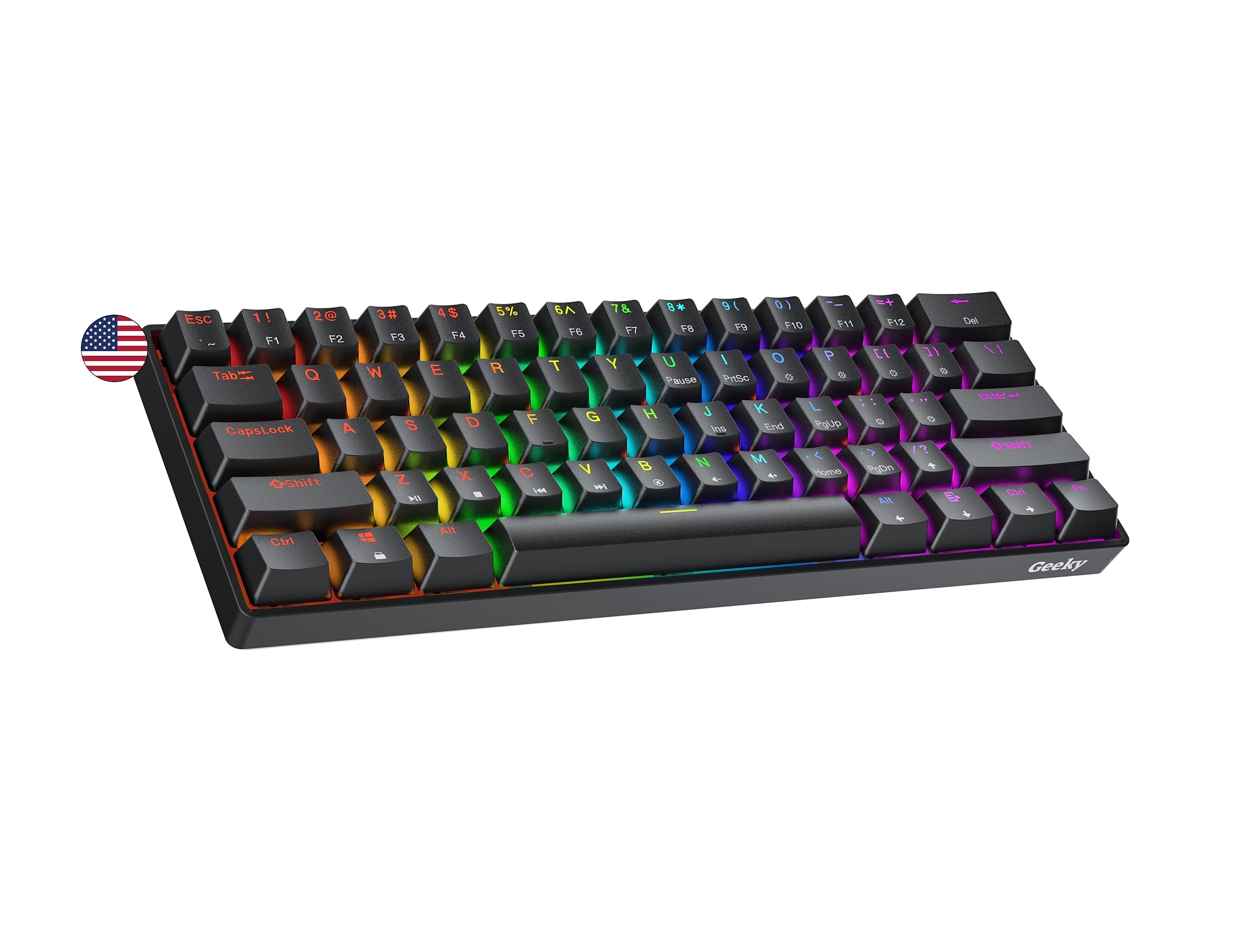 Механічна ігрова клавіатура Geeky GK61 61 клавіша Багатокольорове RGB LED підсвічування для геймерів Розкладка ANSI US Американська Механічна 60% З можливістю гарячої заміни PC/Mac чорний
Механічна ігрова клавіатура Geeky GK61 61 клавіша Багатокольорове RGB LED підсвічування для геймерів Розкладка ANSI US Американська Механічна 60% З можливістю гарячої заміни PC/Mac чорний