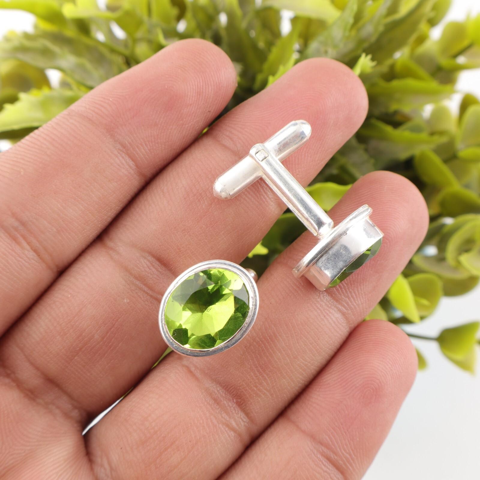 Natural Peridot Gemstone 925 Sterling Silver Handcrafted Jewelry Men Cufflinks CL-2-4
Natural Peridot Gemstone 925 Sterling Silver Handcrafted Jewelry Men Cufflinks CL-2-4