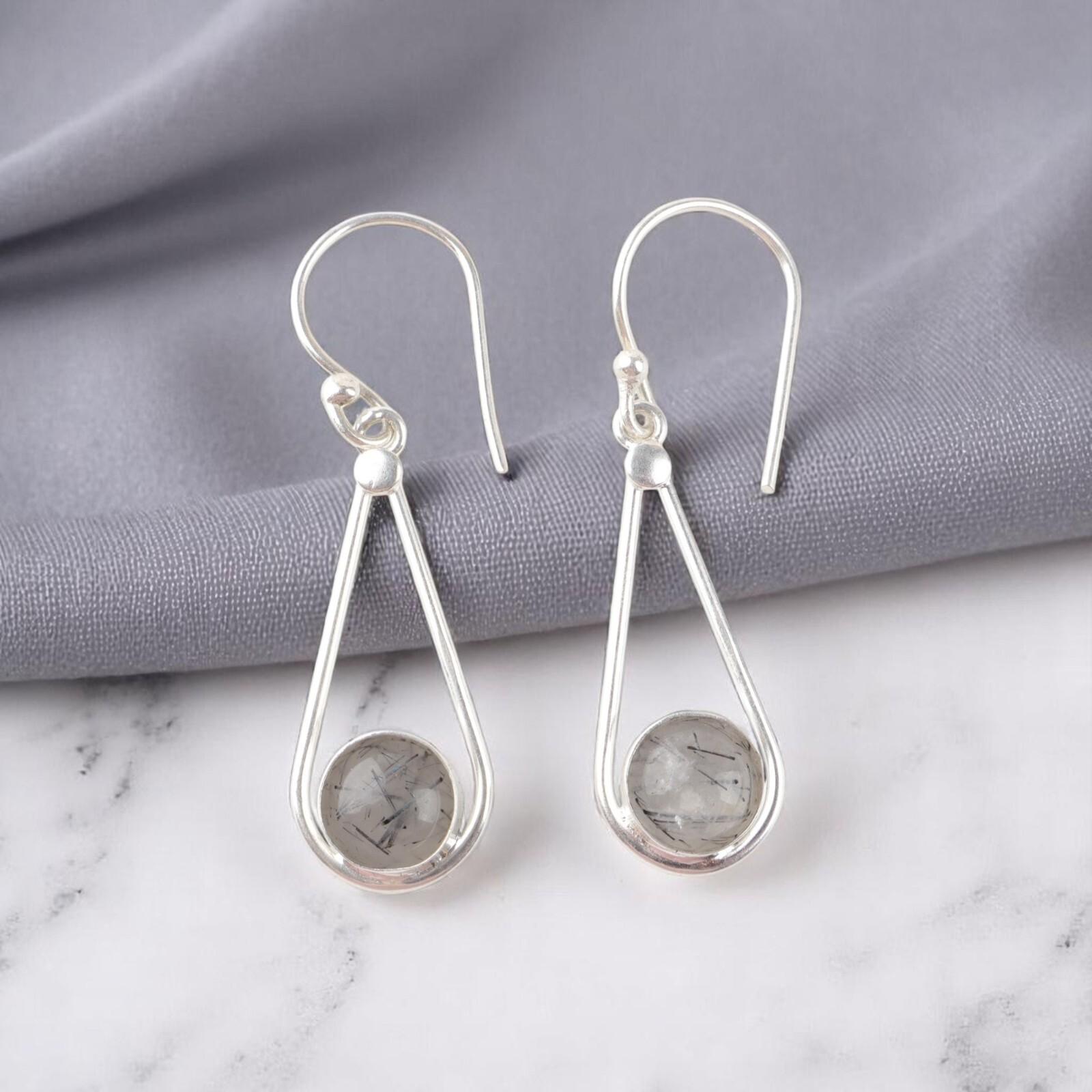 Black Rutile Gemstone 925 Sterling Silver Jewelry Handmade Dnagle Earrings 1.76 EE-126-23
Black Rutile Gemstone 925 Sterling Silver Jewelry Handmade Dnagle Earrings 1.76 EE-126-23