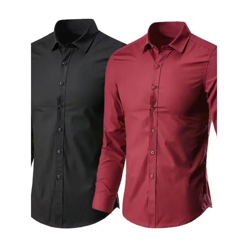 Solid Color Wrinkle Free Slim Fit Shirt Pure Color Ironing Free Silm Lapel Shirt 3 L
Solid Color Wrinkle Free Slim Fit Shirt Pure Color Ironing Free Silm Lapel Shirt 3 L
