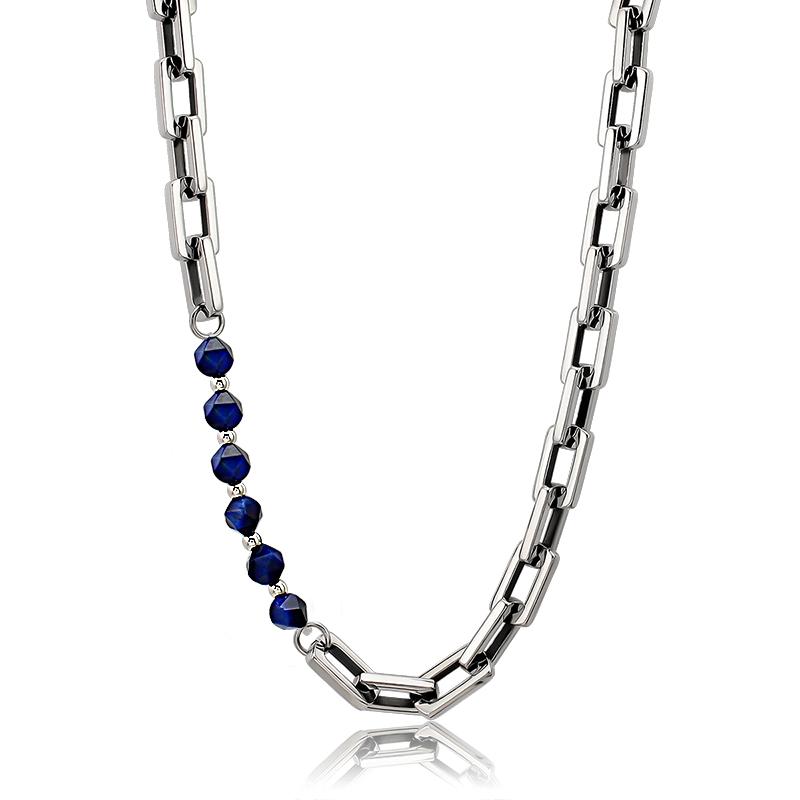 Mixed Necklace Choker Fashion Stainless Steel Metal Links Chain with Blue Gray round Beads Stone for Women Men Jewelry
Mixed Necklace Choker Fashion Stainless Steel Metal Links Chain with Blue Gray round Beads Stone for Women Men Jewelry