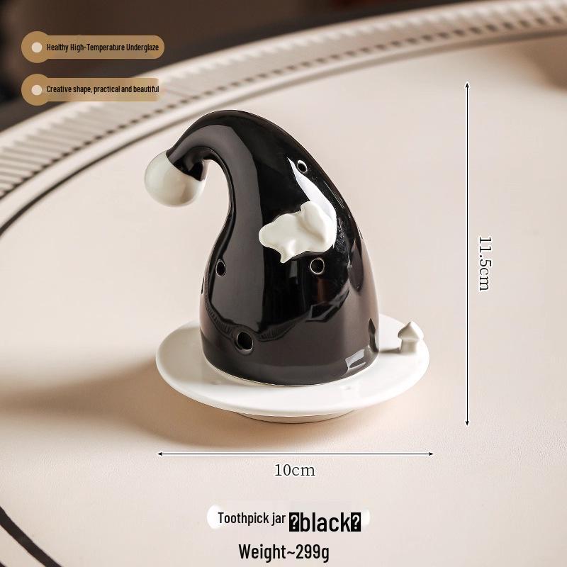 Witch Hat Toothpick & Floss Holder: Cute, Portable Storage for Living Room. чорний/білий
Witch Hat Toothpick & Floss Holder: Cute, Portable Storage for Living Room. чорний/білий