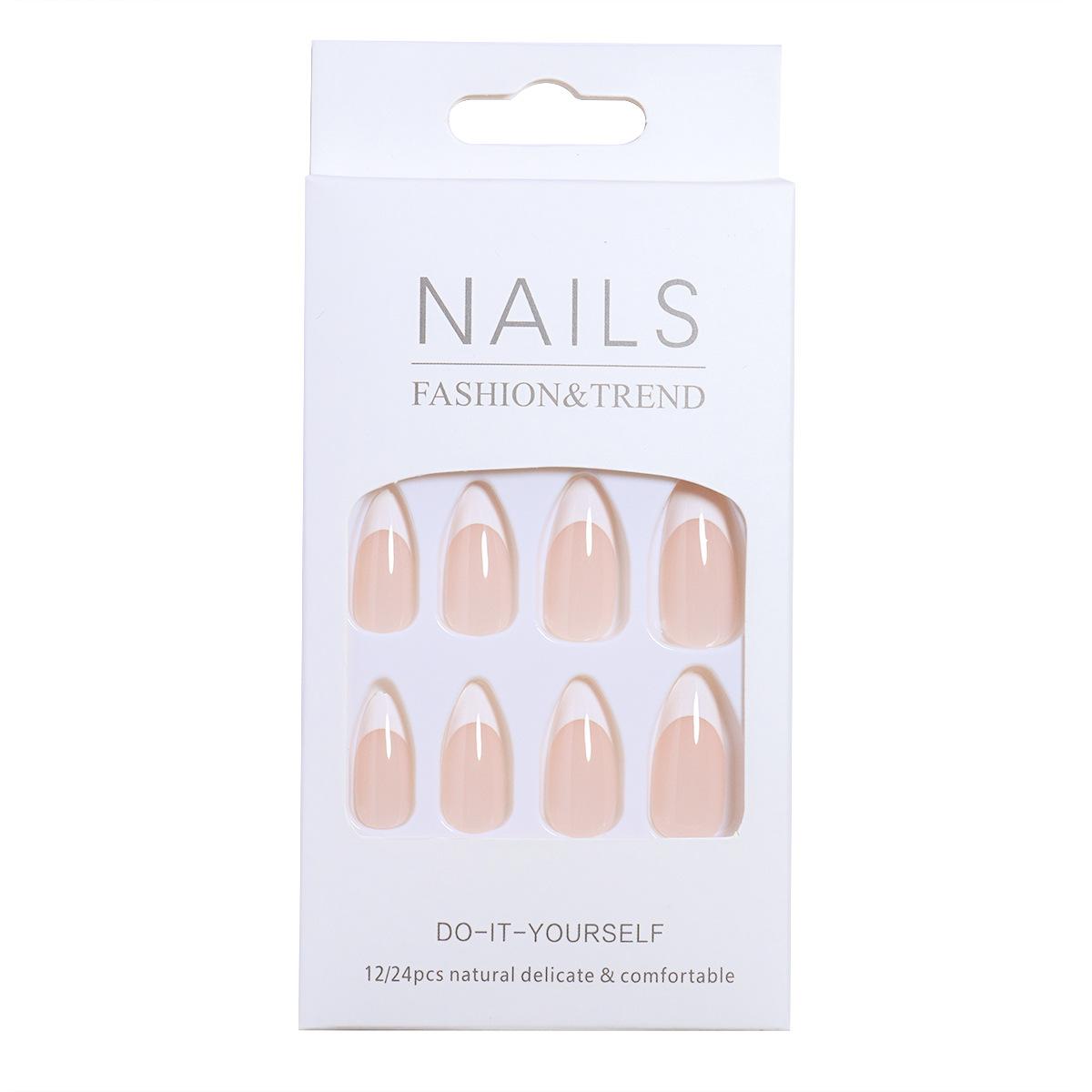 White French Wearing Nails Almond False Nails Simple Nail Art Tips
White French Wearing Nails Almond False Nails Simple Nail Art Tips