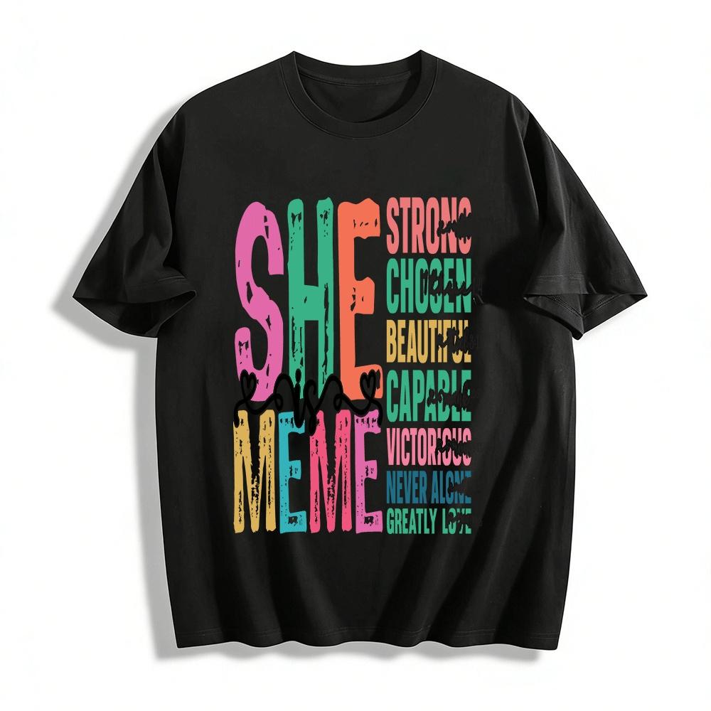 She Is Meme Strong Chosen Christian Bible Verse Graphic Tee Pure cotton T-shirt 6XL
She Is Meme Strong Chosen Christian Bible Verse Graphic Tee Pure cotton T-shirt 6XL