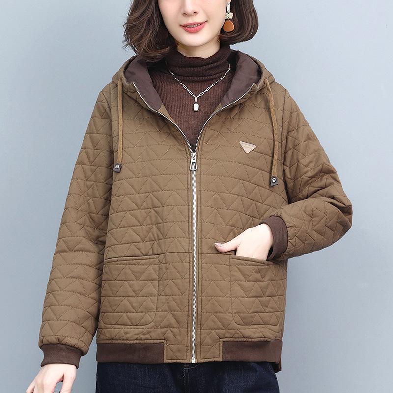 Женская стеганая хлопковая куртка большого размера с капюшоном - Осенне-зимняя одежда для похудения для женщин среднего возраста M - 100-120 jin кофейный
Женская стеганая хлопковая куртка большого размера с капюшоном - Осенне-зимняя одежда для похудения для женщин среднего возраста M - 100-120 jin кофейный